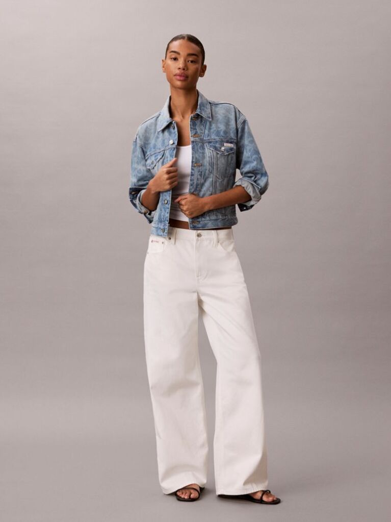Denim Jacheta Trucker Din Denim Stil 90s Cu Print  Femei
