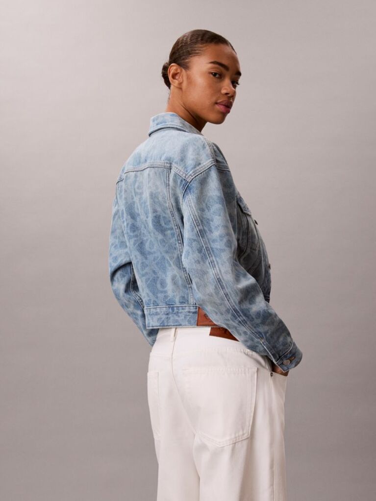 Denim Jacheta Trucker Din Denim Stil 90s Cu Print  Femei