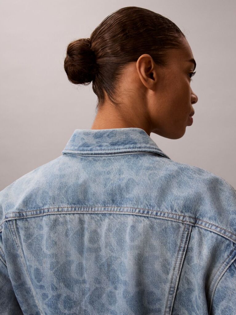 Denim Jacheta Trucker Din Denim Stil 90s Cu Print  Femei