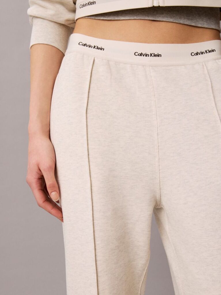 Beige Logo Waistband Wide Leg Joggers  Women