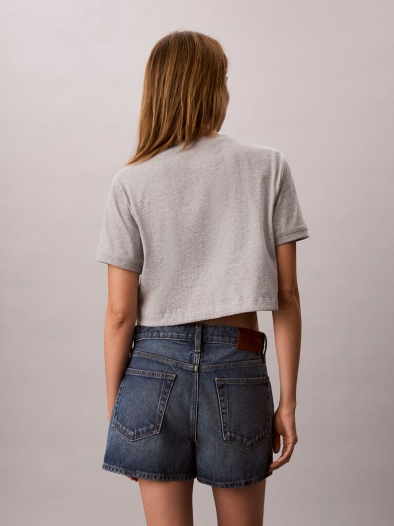 Gri Tricou Crop Cu Tiv Reglabil Cu Snur  Femei