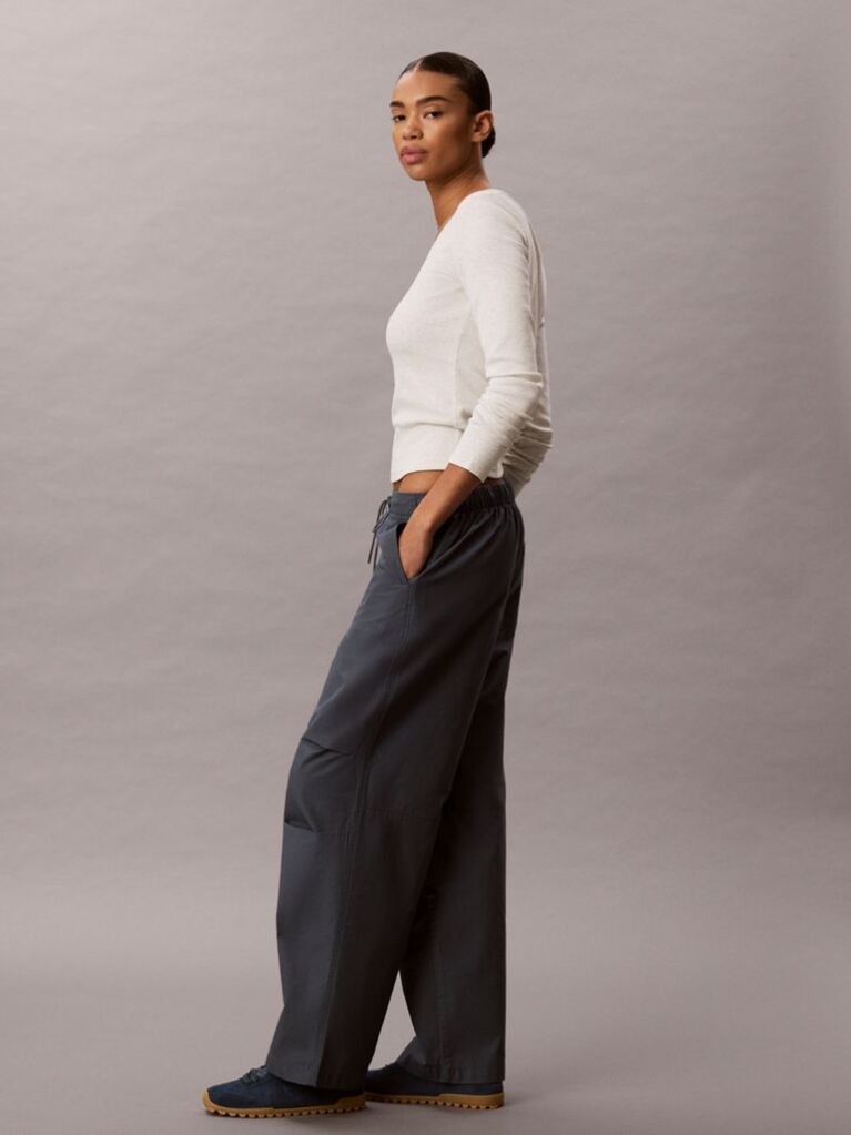 Albastru Pantaloni Din Ripstop Cu Snur Si Genunchi Cu Pense  Femei