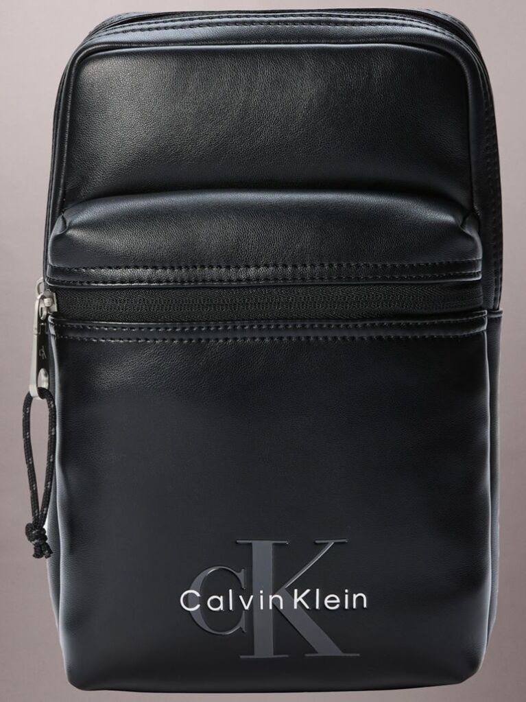 Negru Geanta Sling Cu Bareta Textila Cu Logo Monogram  Barbati