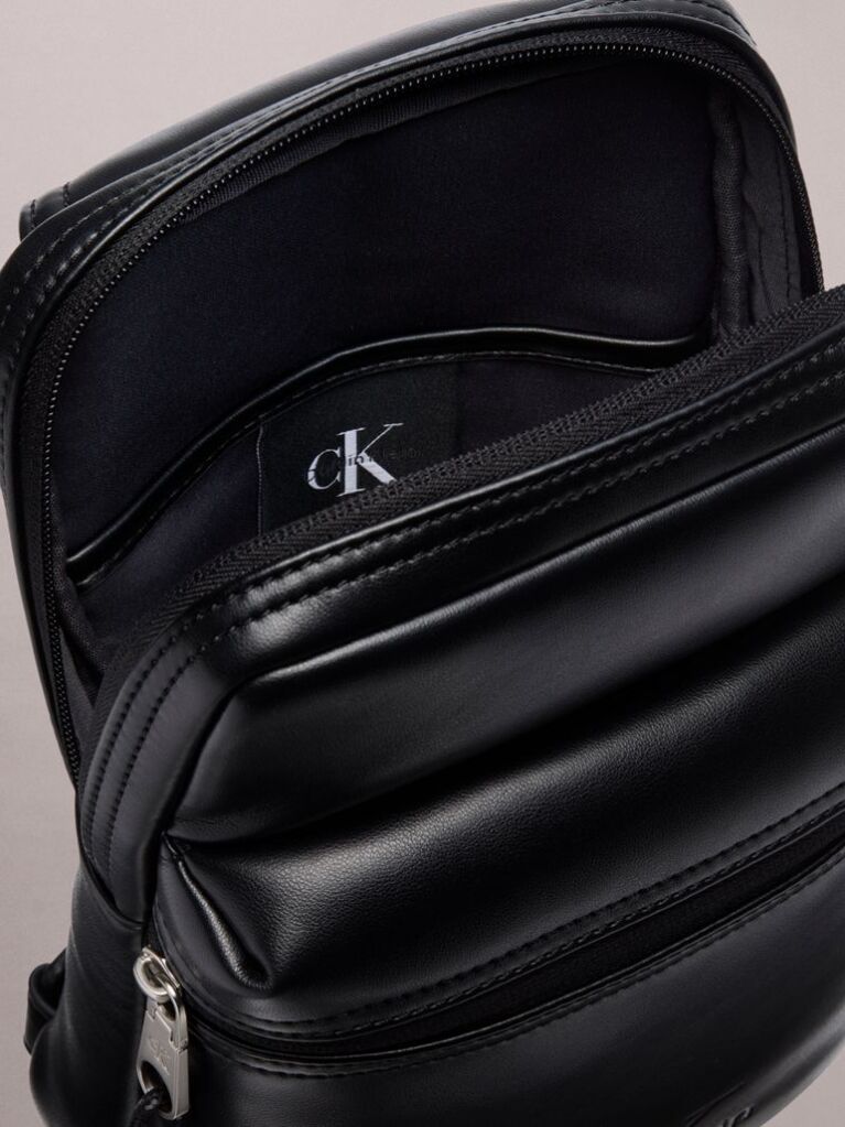Negru Geanta Sling Cu Bareta Textila Cu Logo Monogram  Barbati