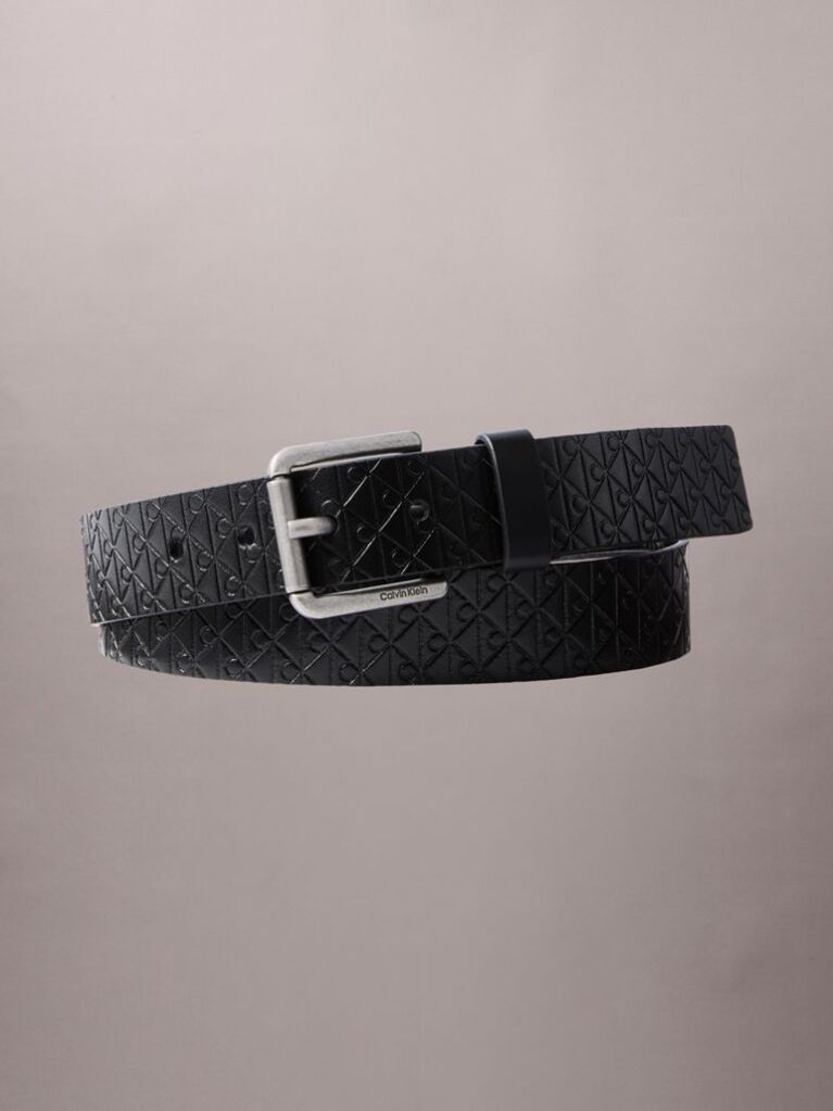 Negru Curea Din Piele Cu Catarama Roller Si Emblema Imprimata  Barbati