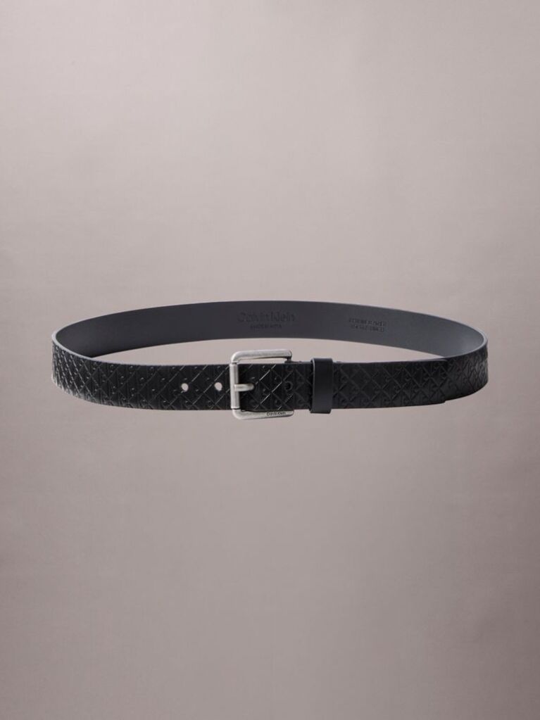 Negru Curea Din Piele Cu Catarama Roller Si Emblema Imprimata  Barbati