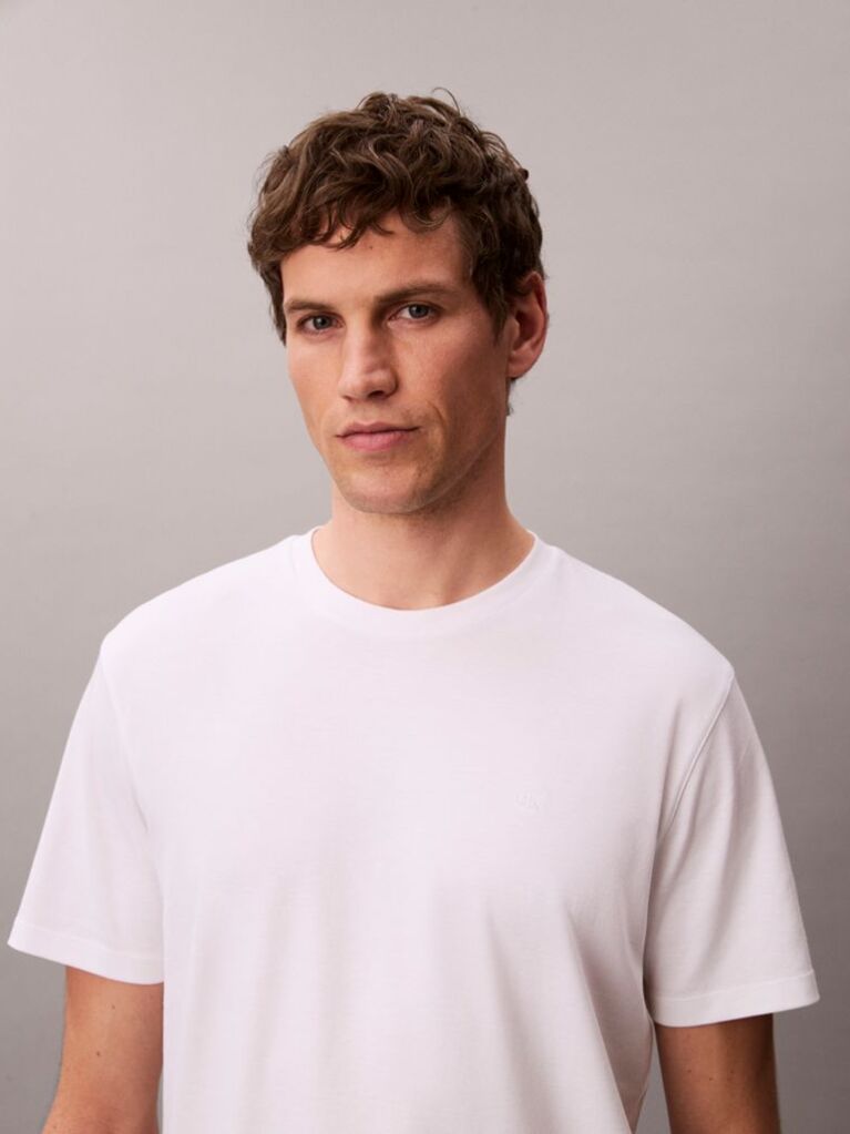 Alb Tricou Din Bumbac Pima  Barbati
