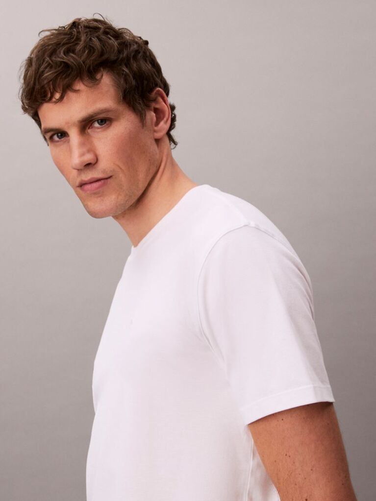 Alb Tricou Din Bumbac Pima  Barbati