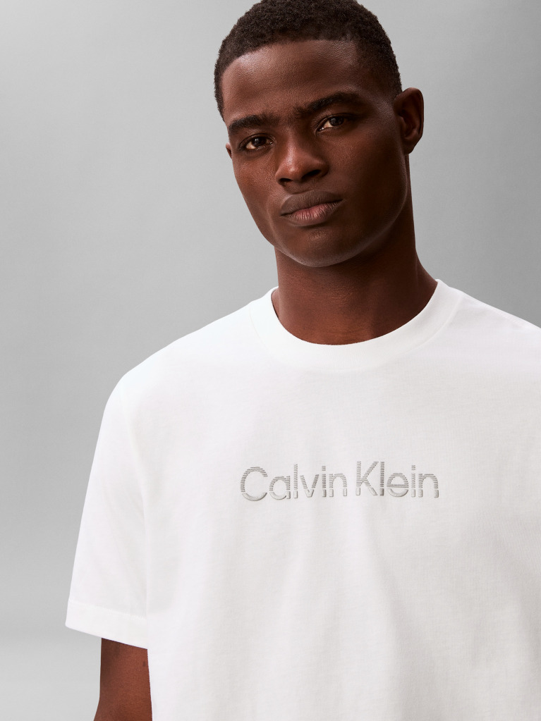 White Fade Logo Crew Neck T-Shirt  Men