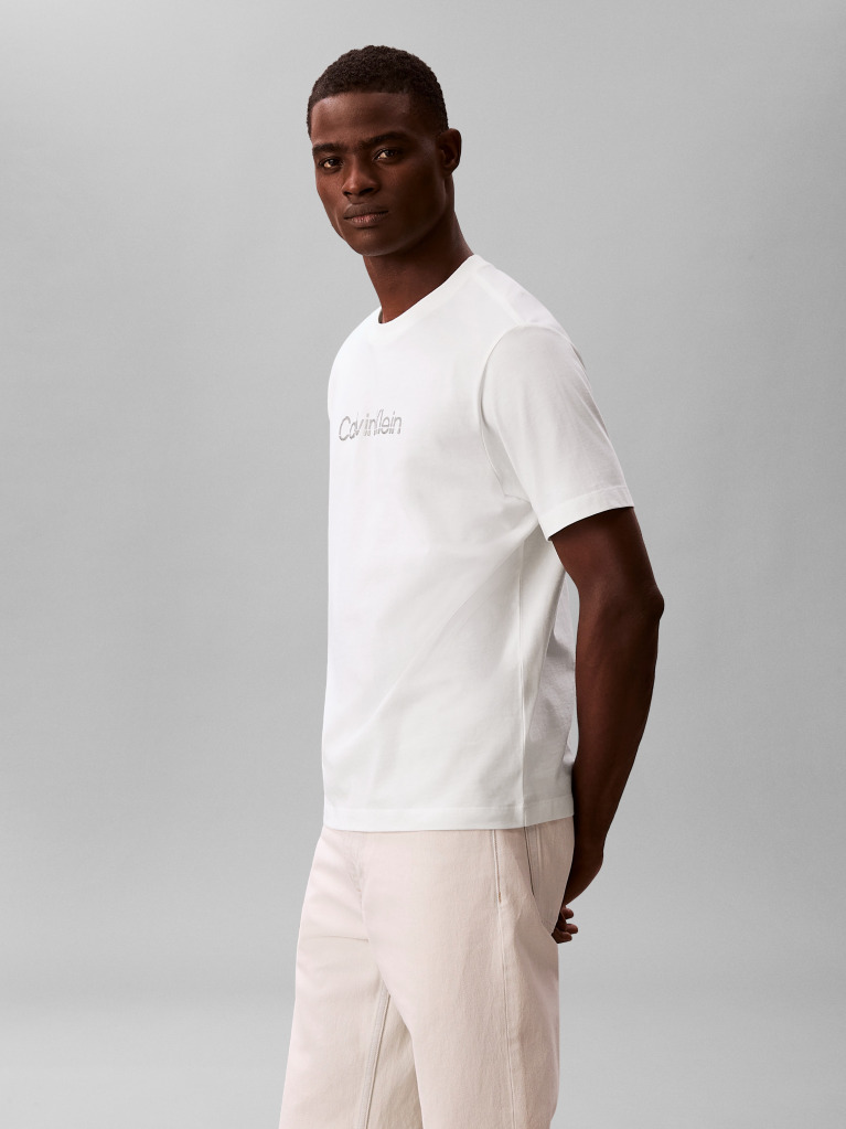 White Fade Logo Crew Neck T-Shirt  Men