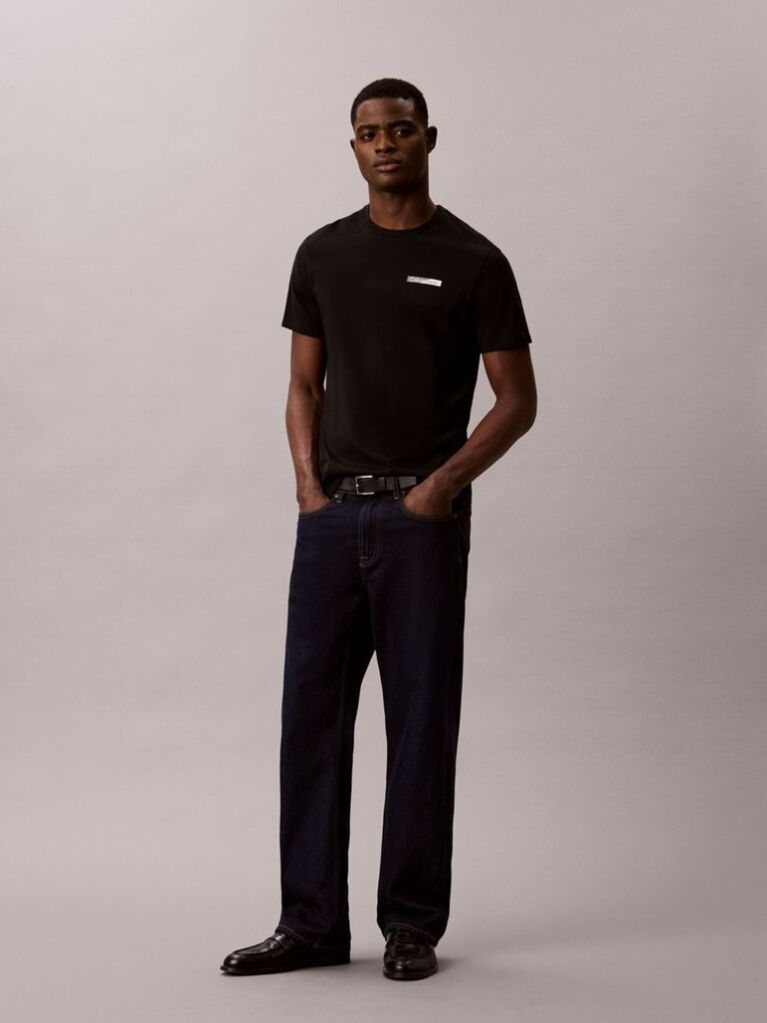 Negru Tricou Cu Logo Grafic Divizat  Barbati