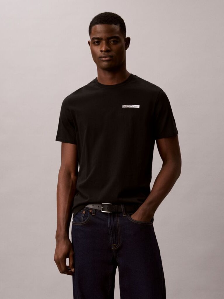 Negru Tricou Cu Logo Grafic Divizat  Barbati