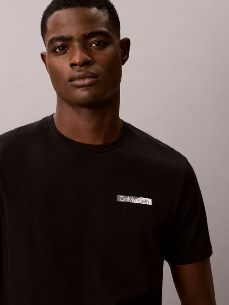 Negru Tricou Cu Logo Grafic Divizat  Barbati