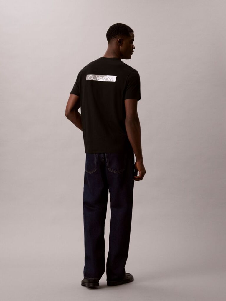 Negru Tricou Cu Logo Grafic Divizat  Barbati