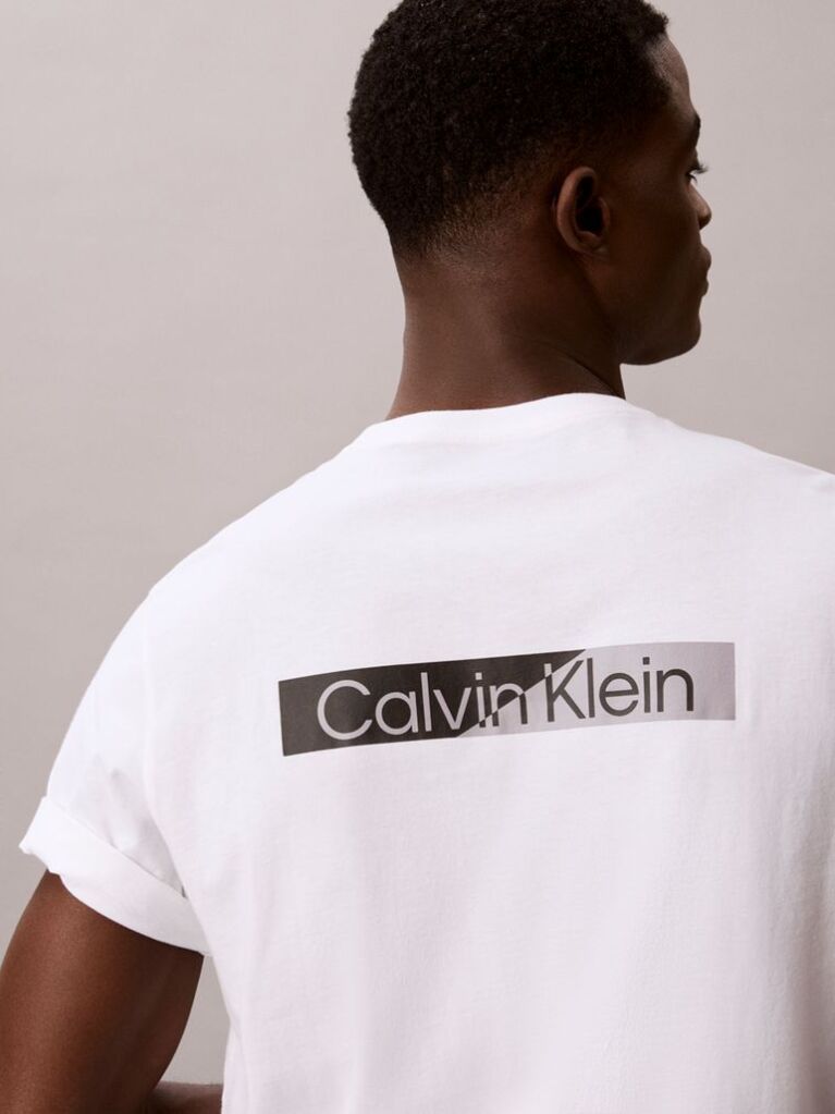 Alb Tricou Cu Logo Grafic Divizat  Barbati