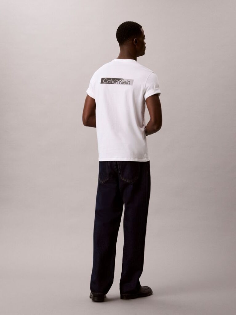 Alb Tricou Cu Logo Grafic Divizat  Barbati