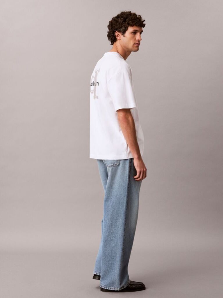 White Oversized Embossed Logo T-shirt  Men