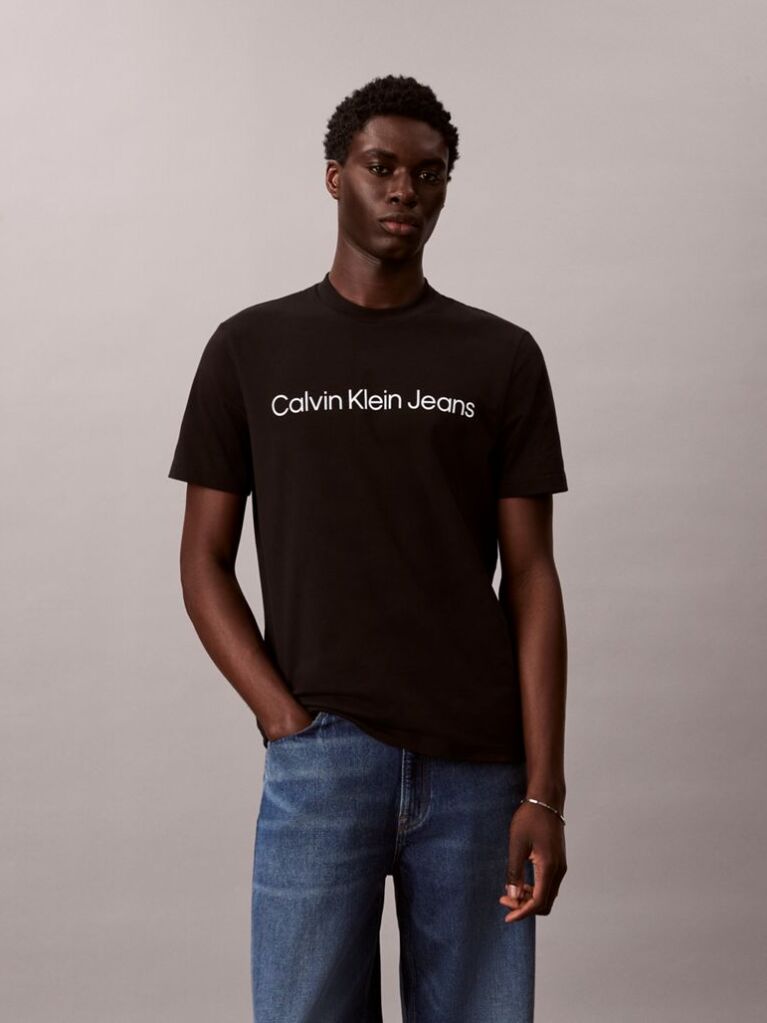 Black Linear Logo T-Shirt  Men