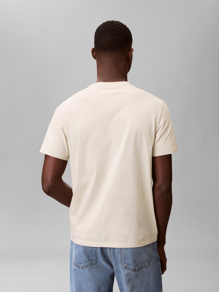 Bej Tricou Din Bumbac Cu Emblema  Barbati