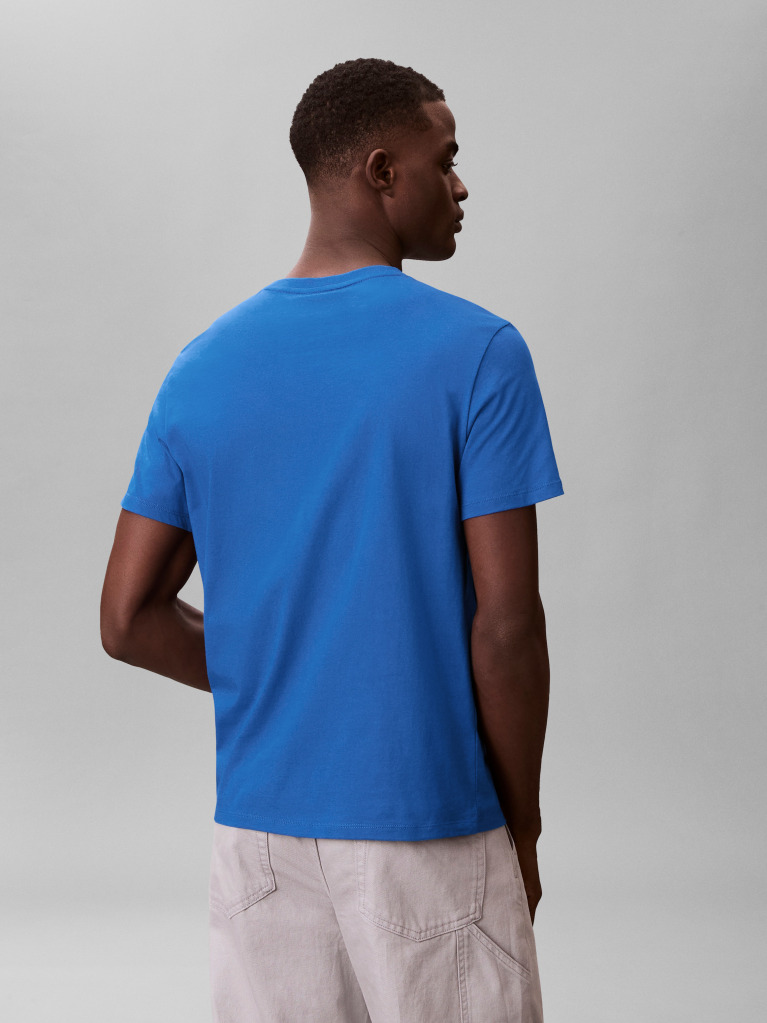 Albastru Tricou Din Bumbac Cu Emblema  Barbati