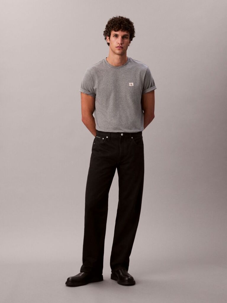 Grey Cotton Badge T-shirt  Men