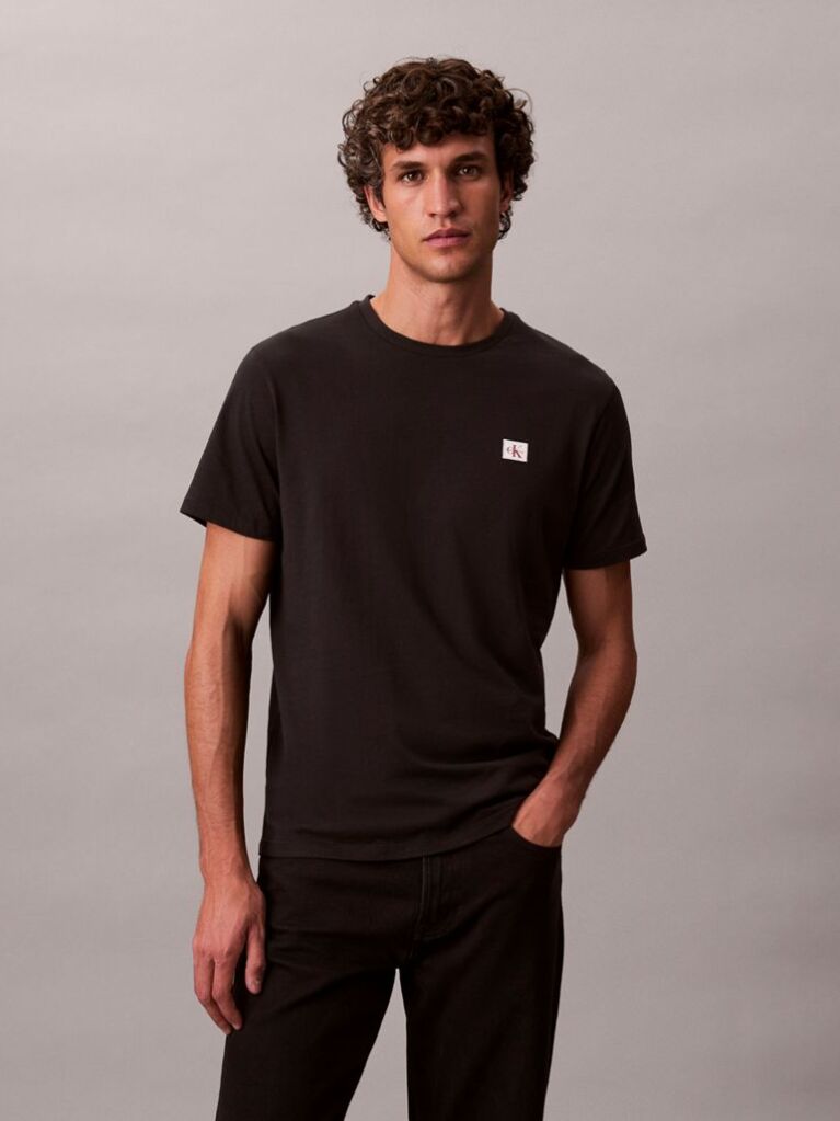Black Cotton Badge T-shirt  Men