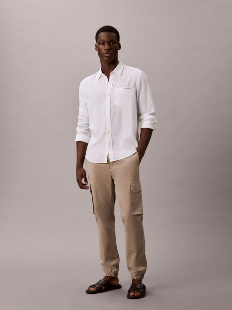 Kaki Pantaloni Cargo Skinny Din Twill  Barbati