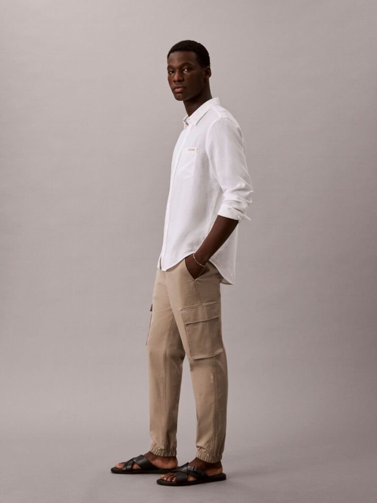 Kaki Pantaloni Cargo Skinny Din Twill  Barbati