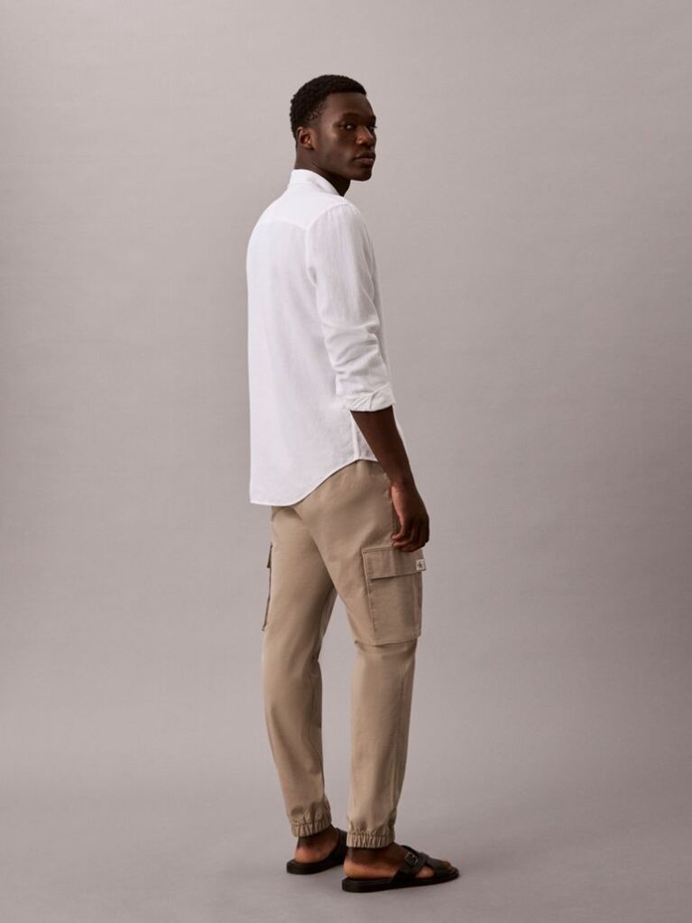 Kaki Pantaloni Cargo Skinny Din Twill  Barbati