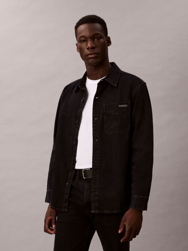 Albastru Camasa Oversize Din Denim Stil Anii 90  Barbati