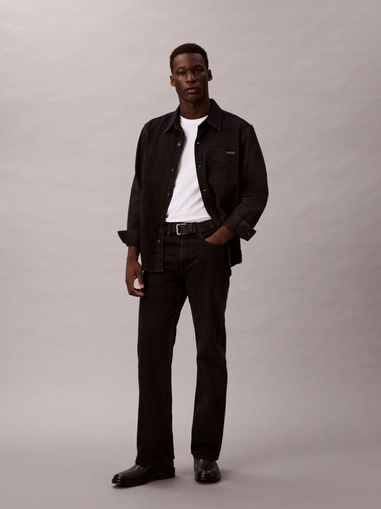 Albastru Camasa Oversize Din Denim Stil Anii 90  Barbati