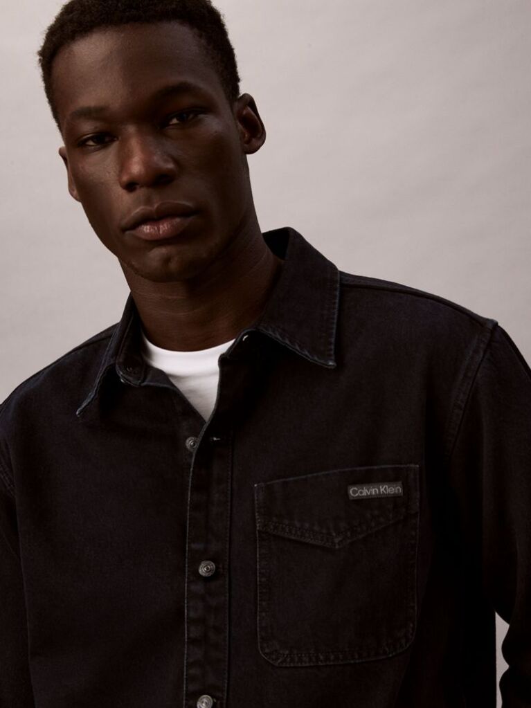 Albastru Camasa Oversize Din Denim Stil Anii 90  Barbati