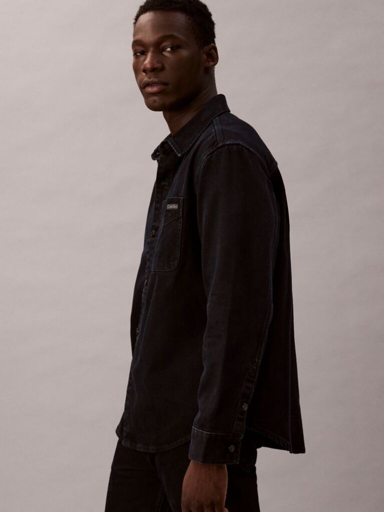 Albastru Camasa Oversize Din Denim Stil Anii 90  Barbati