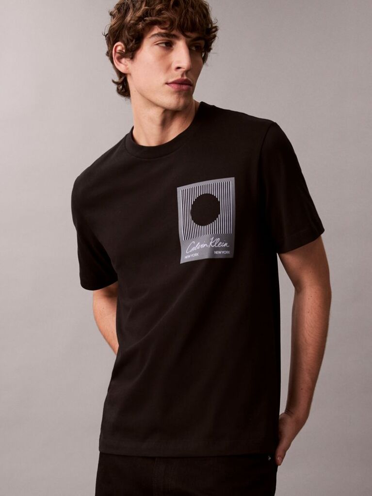 Negru Tricou Graphic Calvin Klein  Barbati