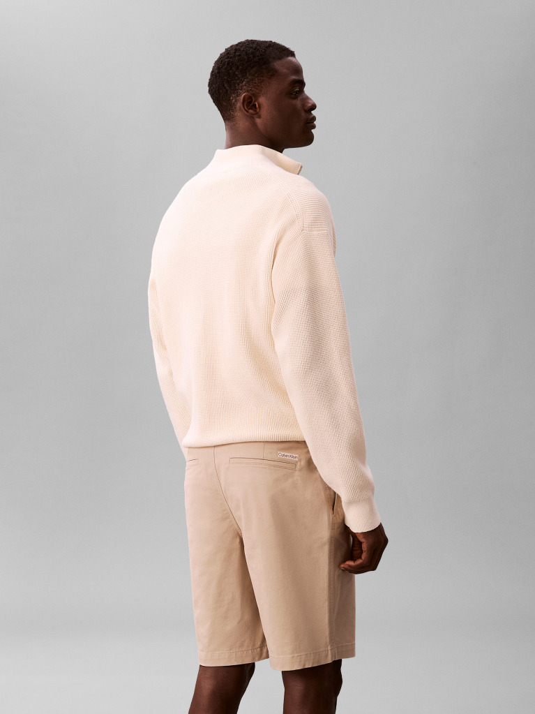 White Straight Chino Shorts  Men