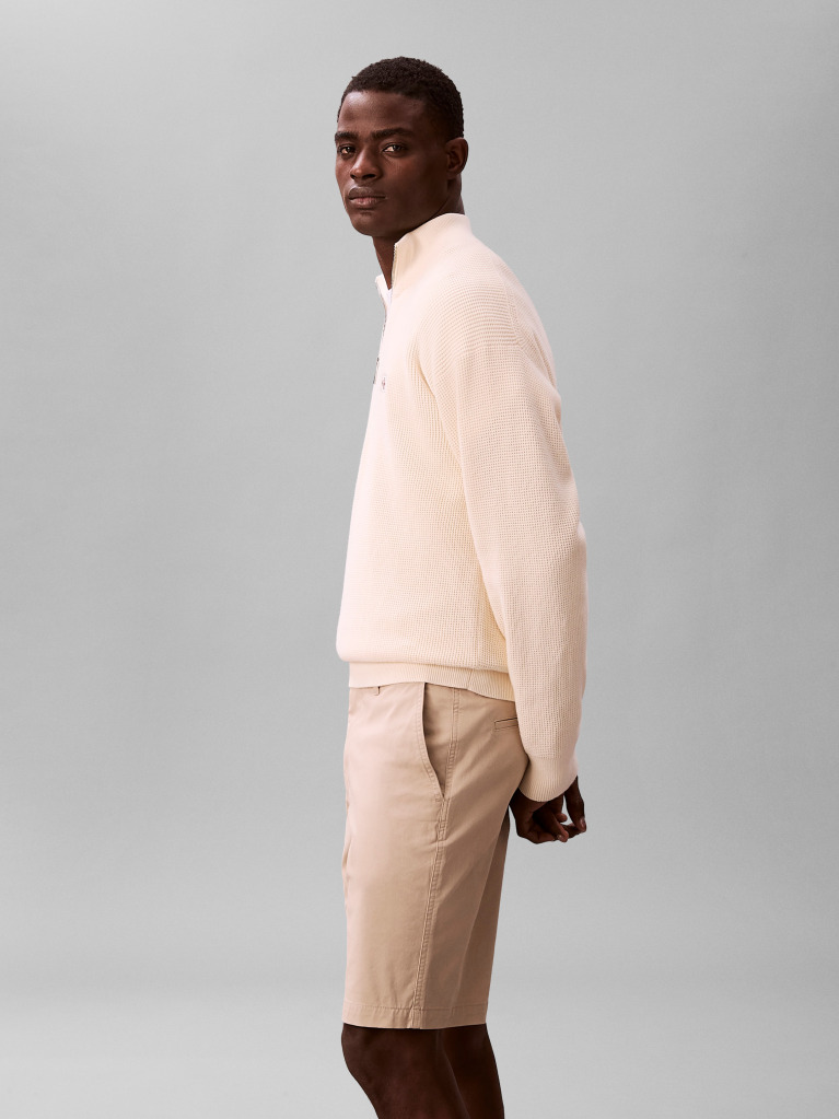 White Straight Chino Shorts  Men