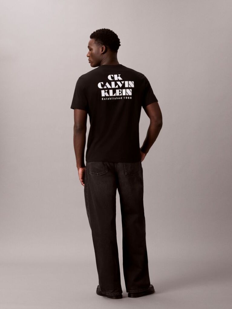 Negru Tricou Cu Guler Rotund Si Logo Grafic  Barbati