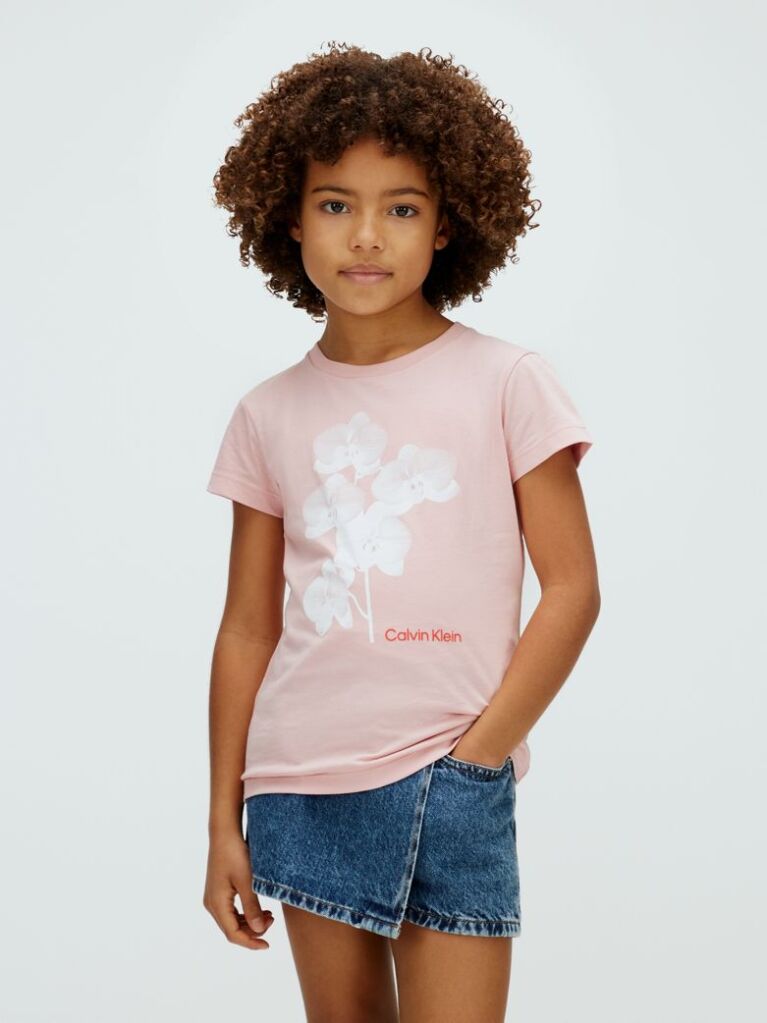 Roz Tricou Slim Cu Imprimeu Floral  Fete