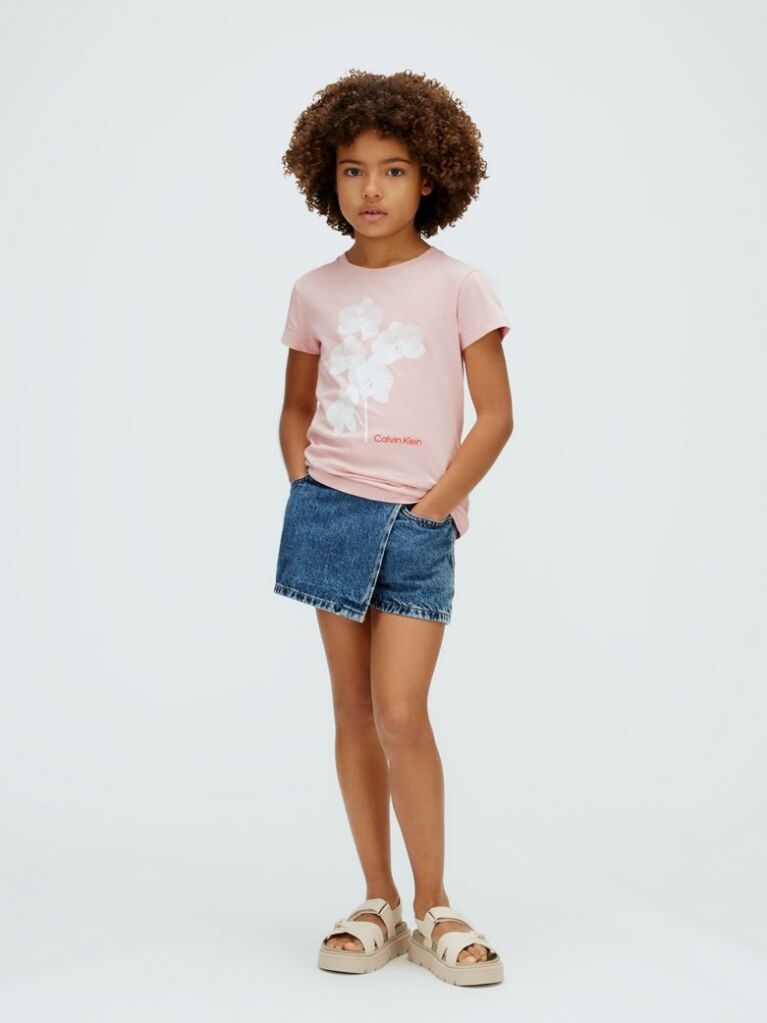 Roz Tricou Slim Cu Imprimeu Floral  Fete