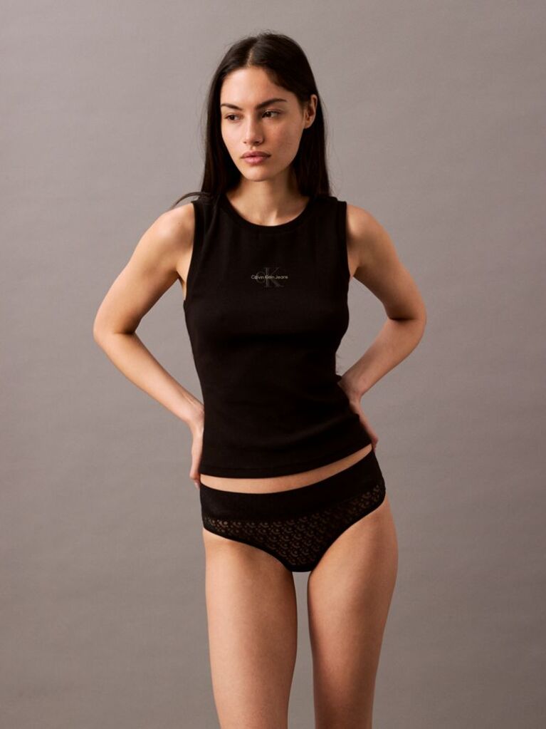 Negru Chiloti Tip Brazilian - Icon Logo Lace  Femei