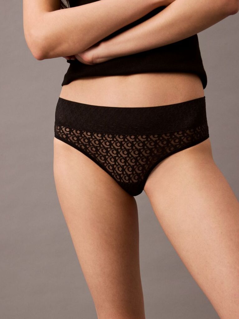 Negru Chiloti Tip Brazilian - Icon Logo Lace  Femei