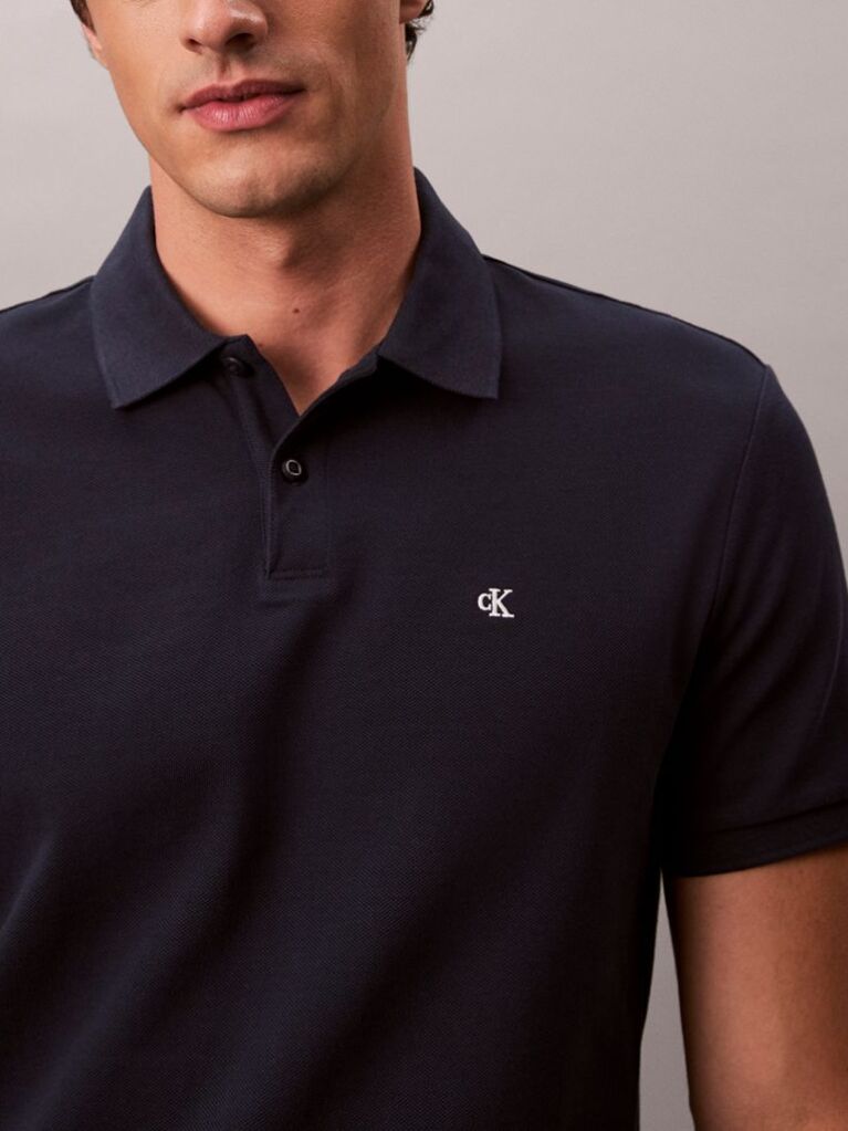 Blue Cotton Piqué Polo Shirt  Men
