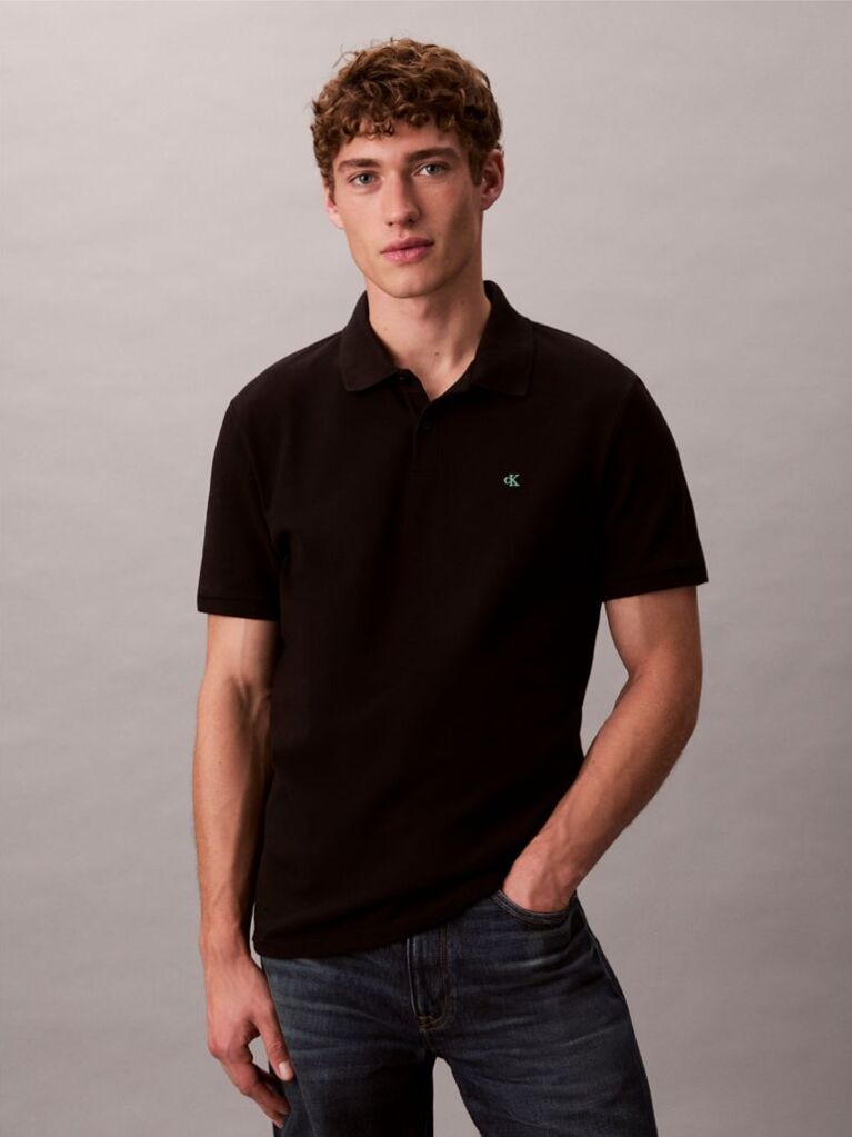 Negru Tricou Polo Din Bumbac Piqué  Barbati