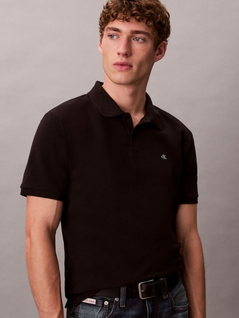 Negru Tricou Polo Din Bumbac Piqué  Barbati