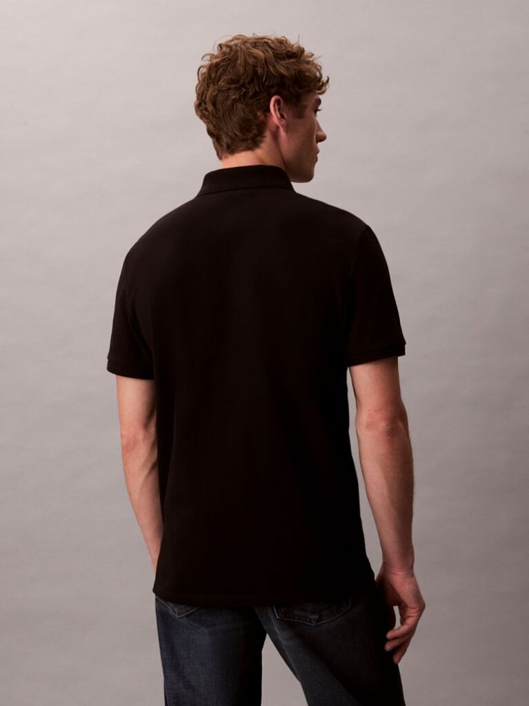 Negru Tricou Polo Din Bumbac Piqué  Barbati