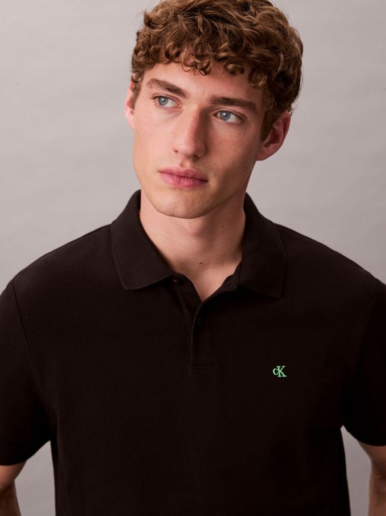Negru Tricou Polo Din Bumbac Piqué  Barbati