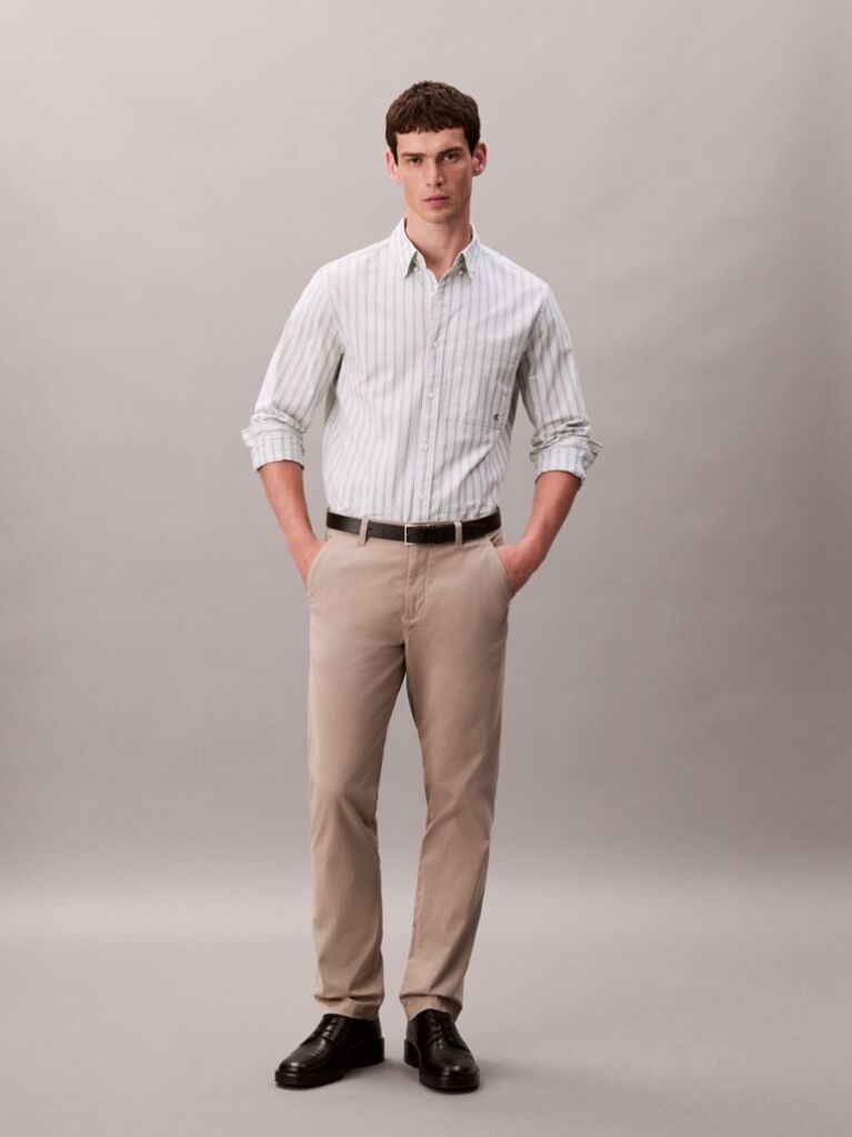 Kaki Pantaloni Chino Slim Din Bumbac Signature  Barbati