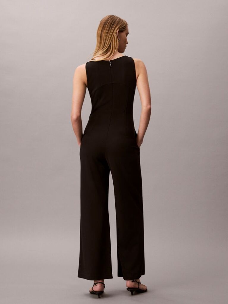Black Scuba Crepe Sleeveless Jumpsuit  Women