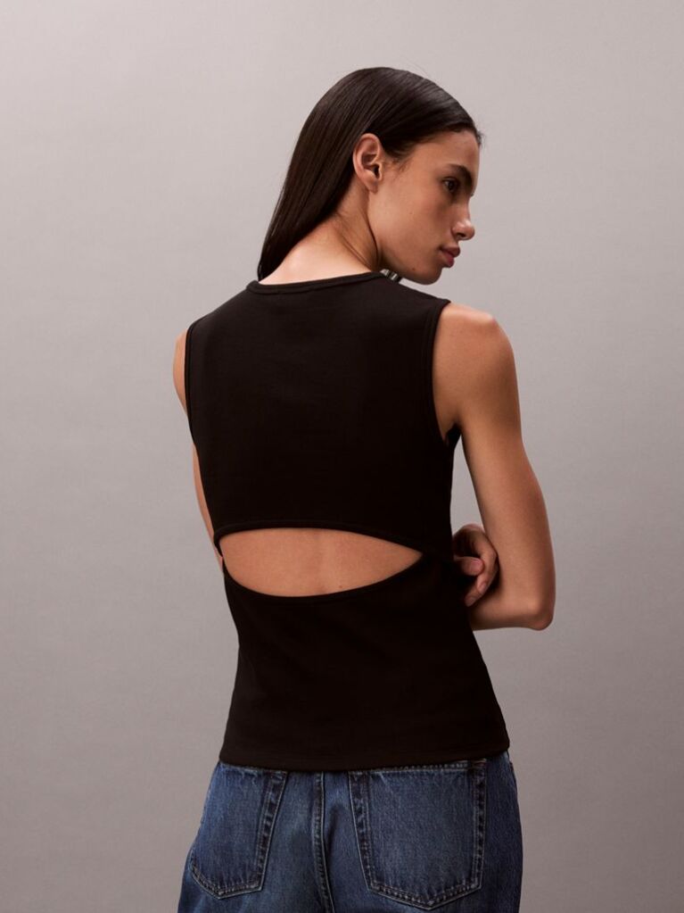 Black Logo Label Tank Top  Women