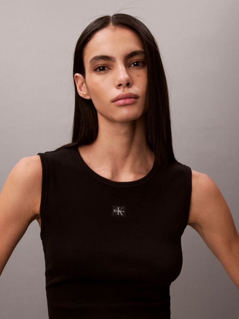 Black Logo Label Tank Top  Women